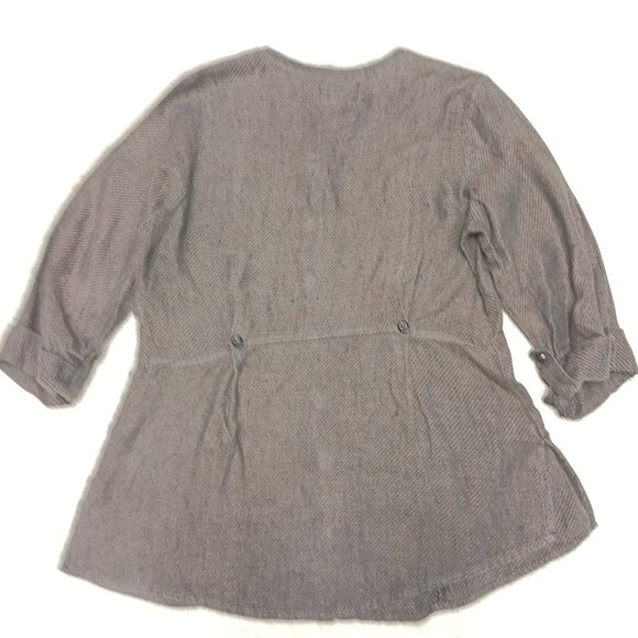 Flax Jeanne Engelhart Brown Blouse Shirt Jacket Button Down Linen Size small - Picture 3 of 7